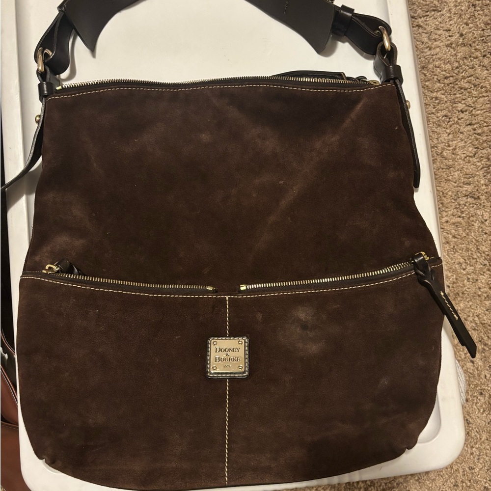 Dooney & Bourke Slouchy Chocolate Brown Suede shoulder bag/tote
